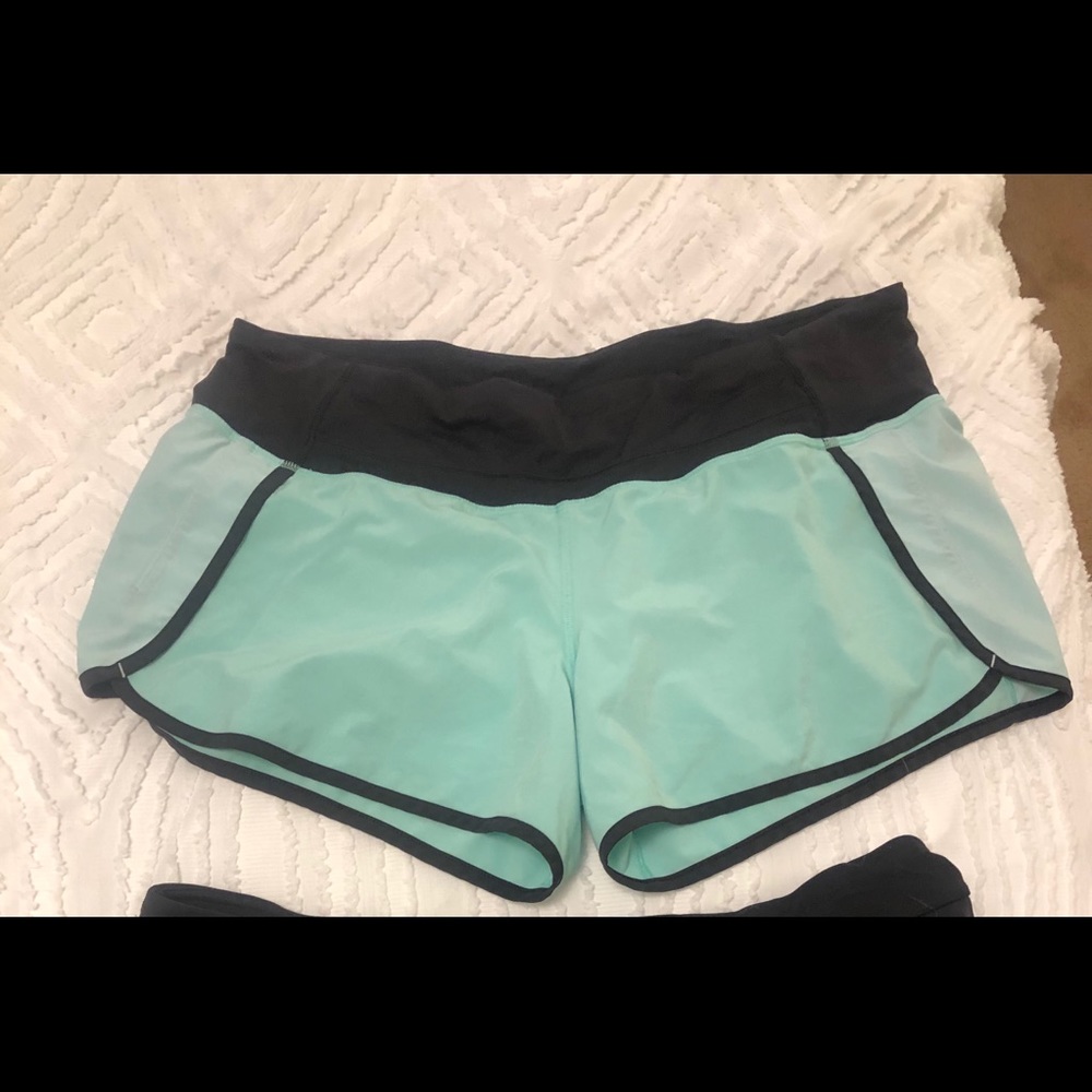 lululemon athletica Mint Green and Black Running Shorts